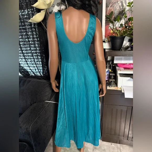 Vintage Intimate Details Turquoise Lace Maxi Slip Dress! - Picture 6 of 11